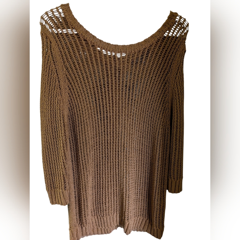 2/22$ Women's Open-Knit Sweater - Tan - Picture 4 of 5